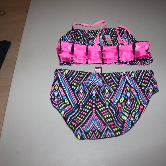 Multi Color Reversibile 2 Pcs  Justice  Swimsuit Size 14 - Picture 10 of 13